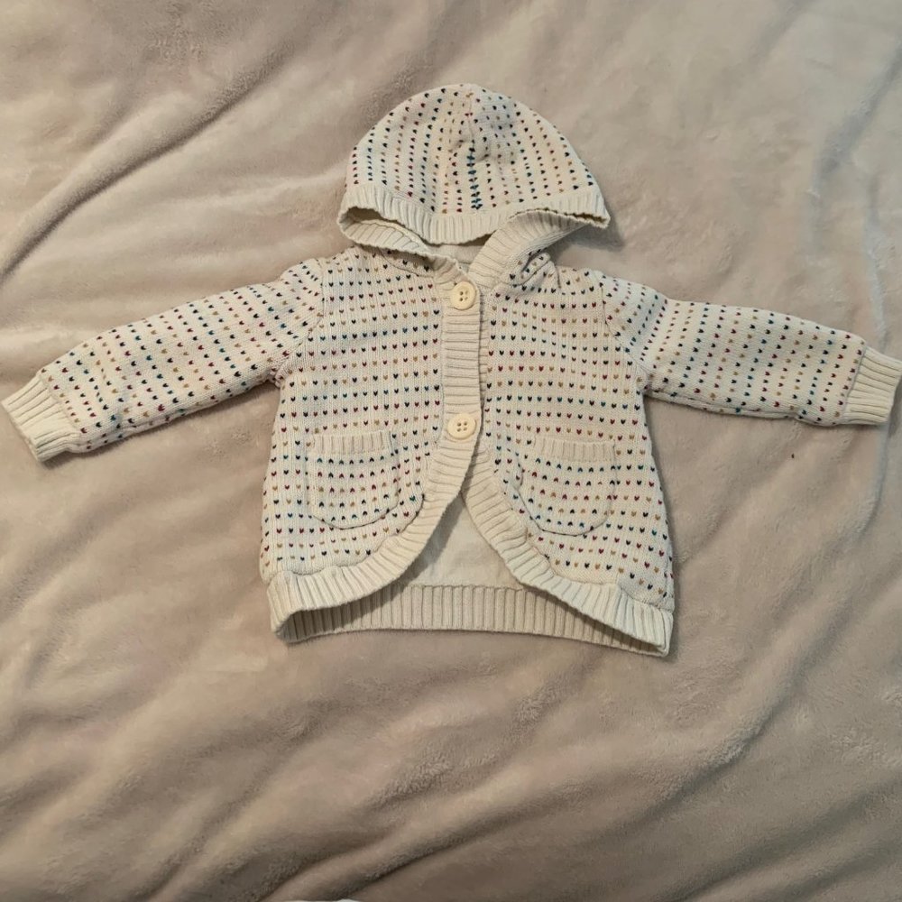 Mamas & Papas Off White Cotton Sweater Hoodie Size 9-12 Months